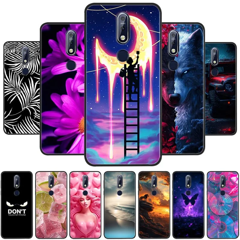 حافظة لهاتف نوكيا 5.4 من السيليكون الناعم غطاء خلفي للهاتف من البولي يوريثان الحراري لهاتف نوكيا 5.3 حافظة لهاتف نوكيا 5.1 Nokia7.1 Fundas Coque غلاف أسود