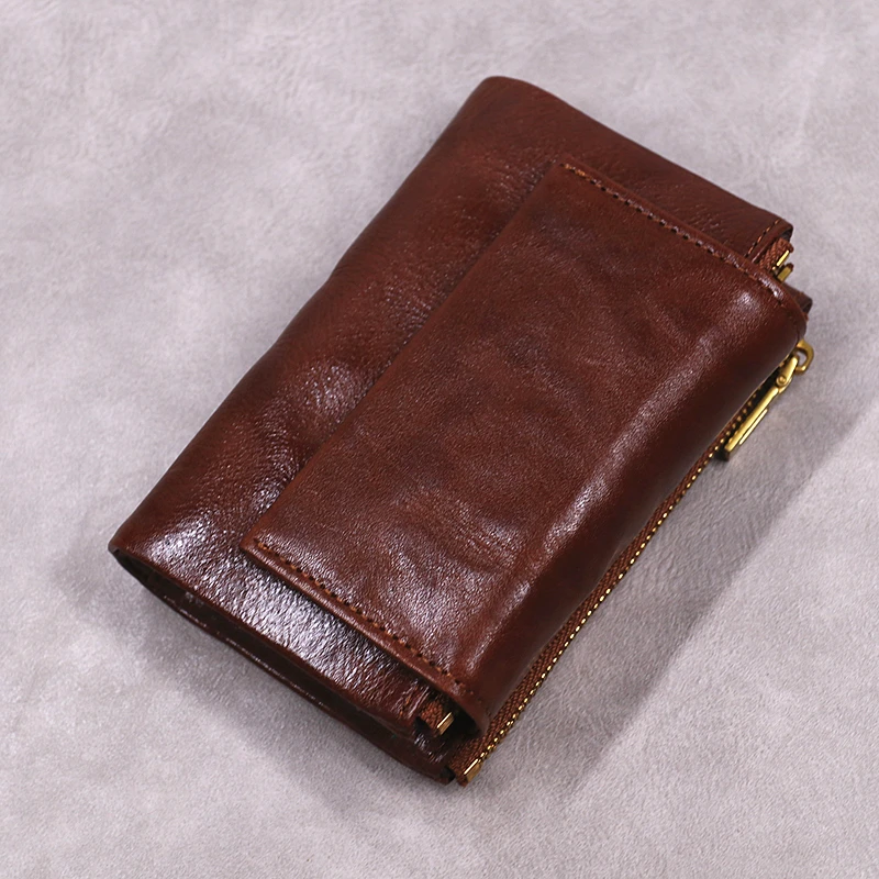 genuine-leather-wallet-for-women-retro-wrinkled-cowhide-short-bifold-purse-card-holder-with-zipper-coin-pocket-magnetic-closure