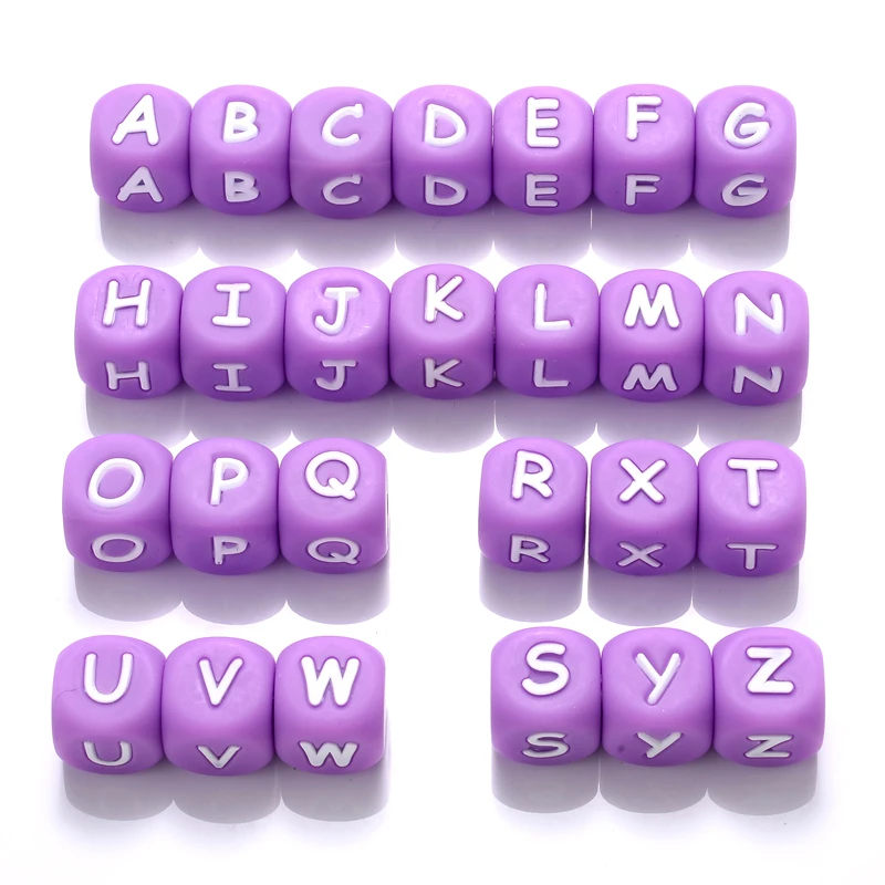 12mm 10pcs Silicone Letter Beads A-Z English Alphabet Teether Teething Beads for DIY Pacifier Chain Necklace Pendant Accessories