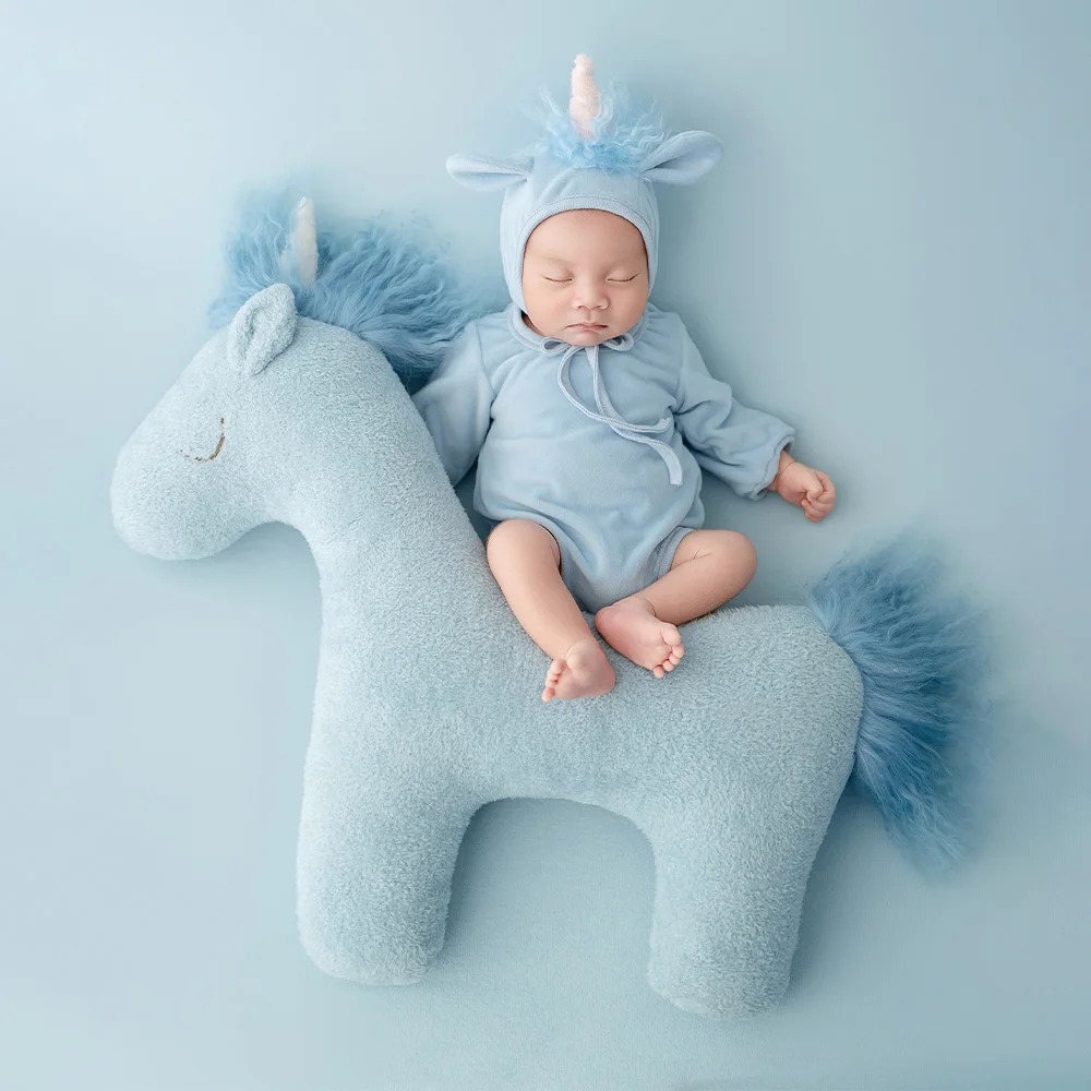 Newborn Photography Unicorn Collection Theme Baby Unicorn Romper+hat Angel Wings Cloud Decor Prop for Studio Infant Dreamy Photo