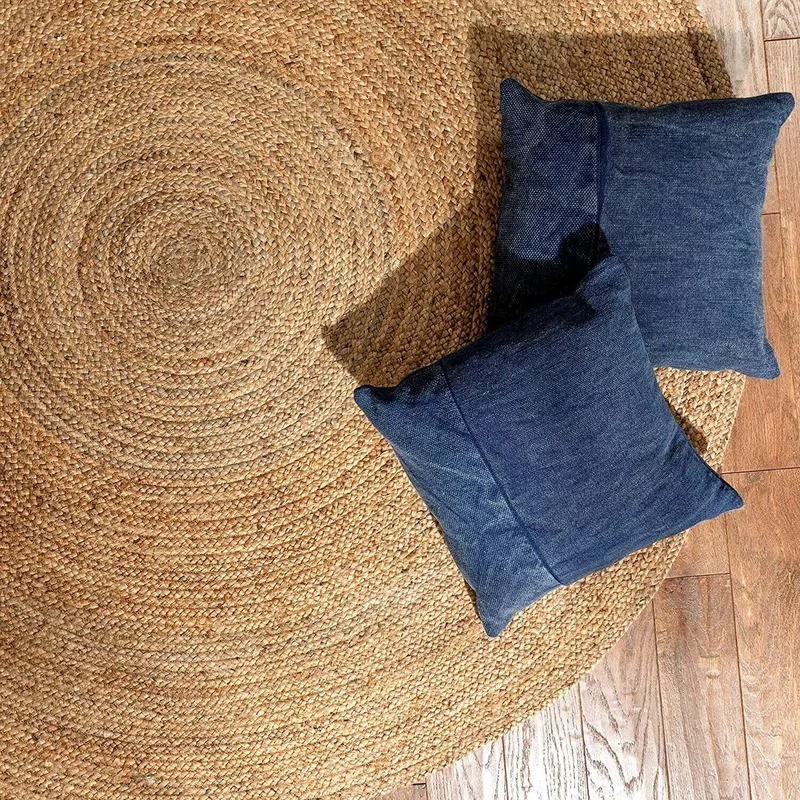Rug Jute Natural Round Reversible 100% Jute Style Rug Braided Modern Rustic Look