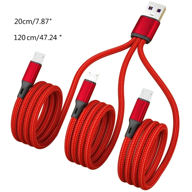 3 in 1 Multiple Charge Cord USB to Dual Type C Micro USB Connector Fast Charging Cable for Cell Phones Tablets and More