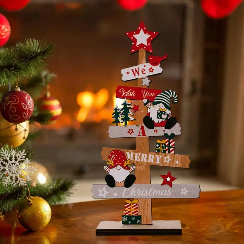 クリスマスの装飾木製の看板クリスマスの木Snowman santlacusデスクトップ暖炉の本棚windowsill