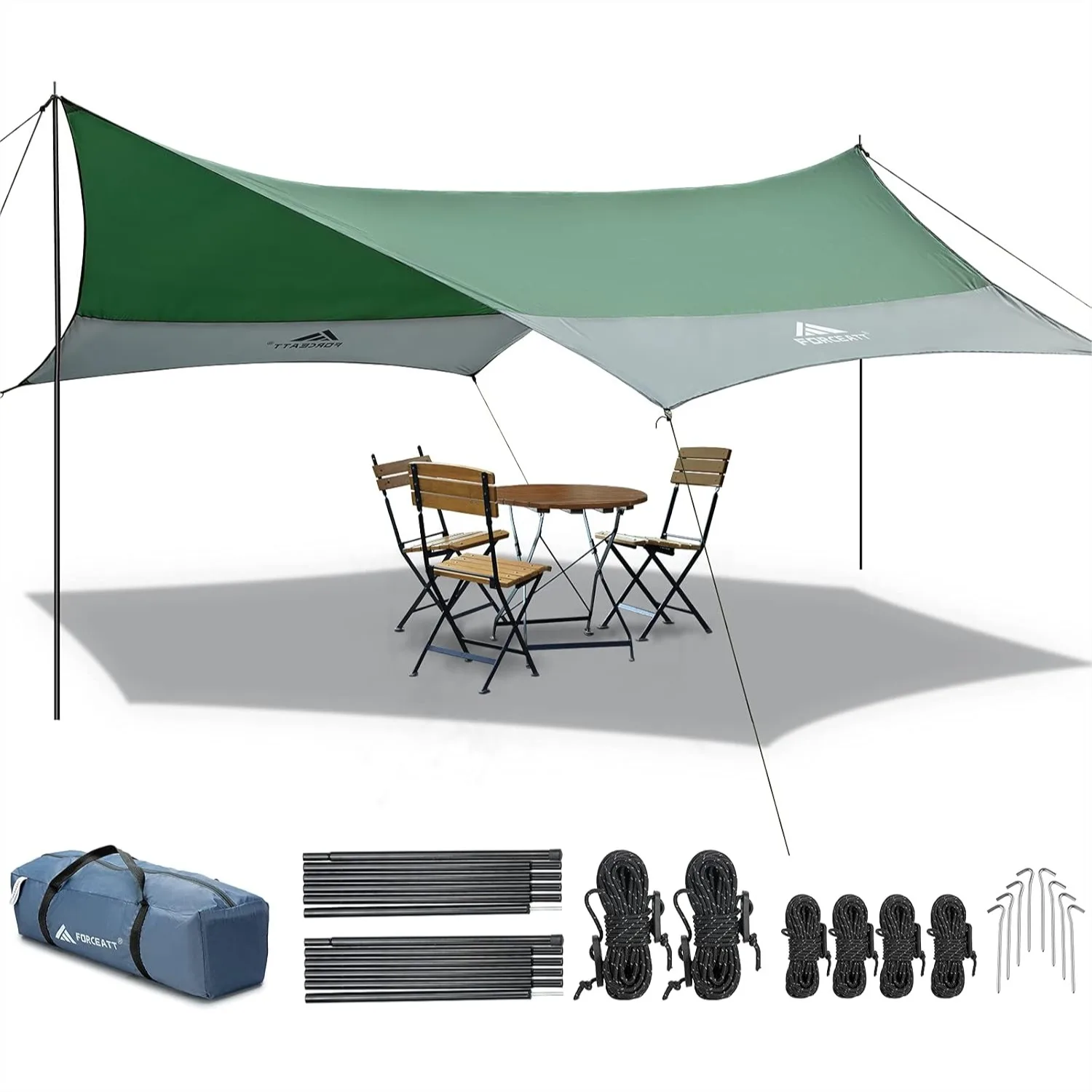 

Waterproof Camping Tarp 12x14FT with 2 Poles, Sun Shelter for Car Tent Hammock, Hiking Backpacking Garden Travel