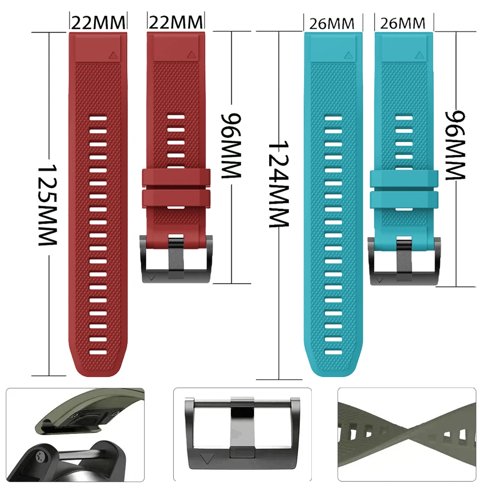 Quick fit 22mm atmungsaktives Silikon armband für Garmin Fenix 8 51mm e 47mm 7 7x Solar 6 6x Pro 5 5x plus Armband 26mm Zubehör