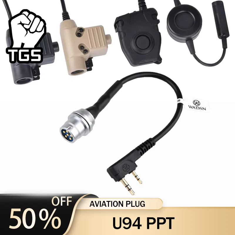 WADSN U94 PTT для гарнитуры Z-tactical TAC-SKY HD01 HD03, для prc-624 PRC-148 152A PRC-152, рация, тактическая u94 PTT, 6 контактов