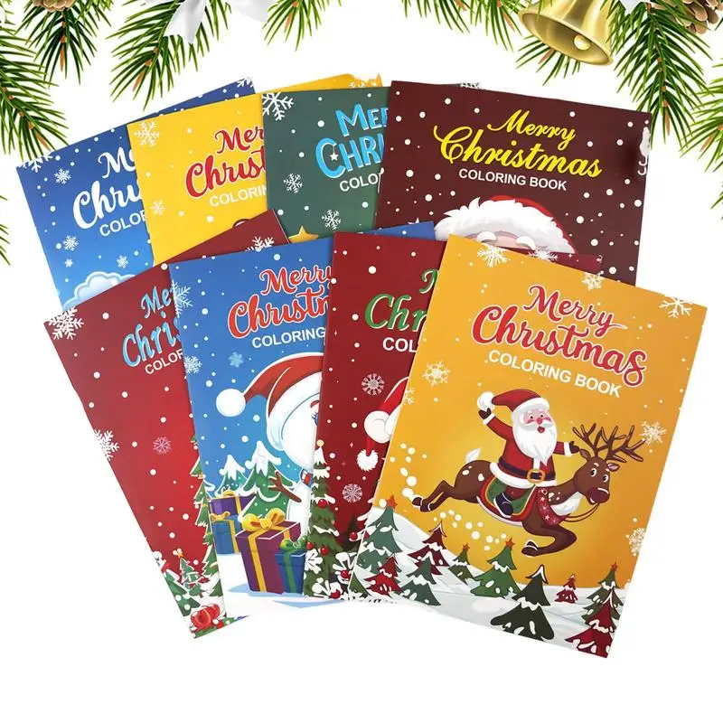 Christmas Coloring Book Cute Cartoon Painting Book Christmas 8X Holiday Painting Book For Kids Educational Cartoon Drawing Paper