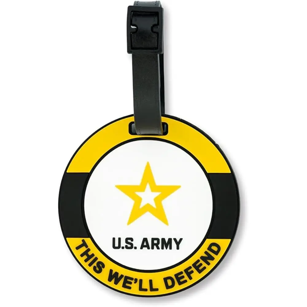 

's Officially Licensed U.S. Army Soft Rubber PVC Luggage Tag – 3\ Round Travel ID Tag with Adjustable Strap for Suitcases, Ba