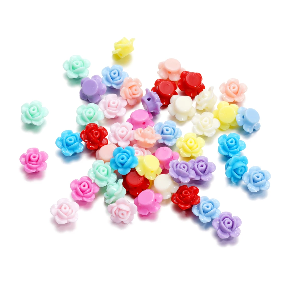 40Pcs/Lot 7.5*12.5*12.7mm Acrylic Small Flower Loose Spacer Beads for DIY Jewelry Making Necklace Bracelet Findings Accessories