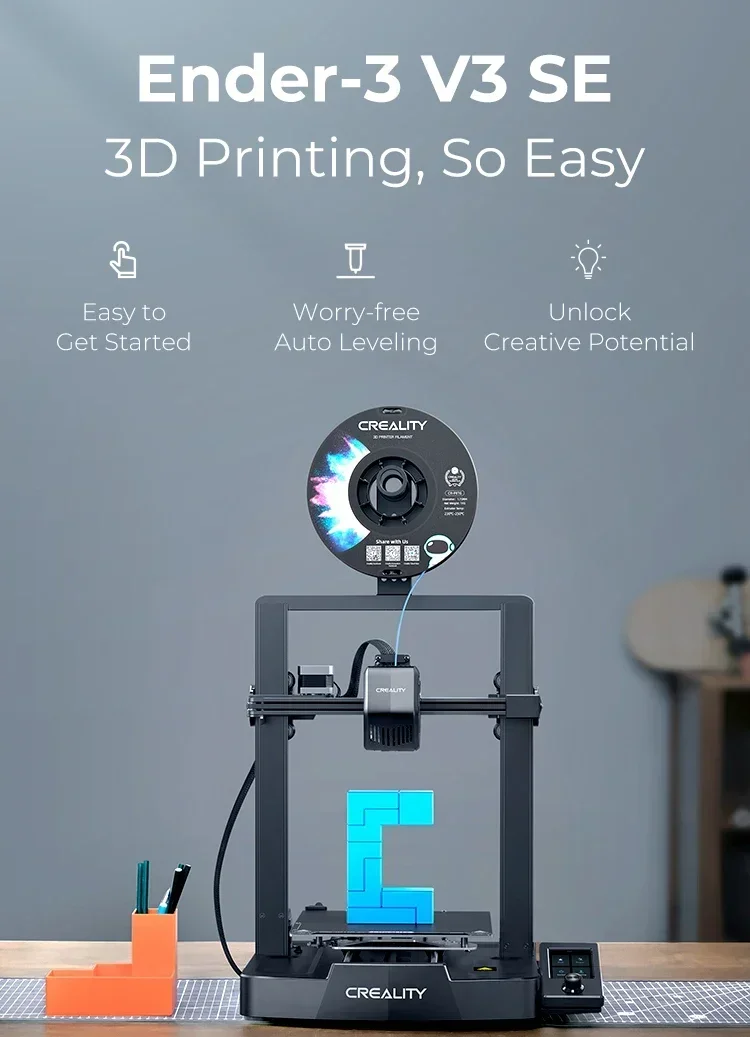 Creality Ender-3 V3 SE 3D Printer Sprite Direct Extrusion 250mm/S Faster Printing Speed Dual Z-Axis IU Display CR Touch Y Optica