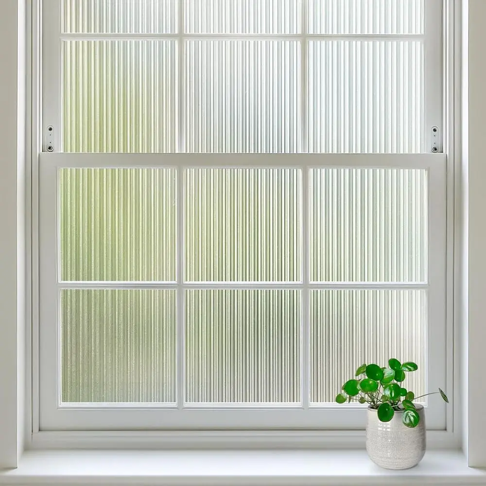 Reeded Glass Window Privacy Film, Non-Adhesive, 17.5 x 78.7, Static Cling, Removable, UV Heat Blocking, Anti-Glare, Decorative o