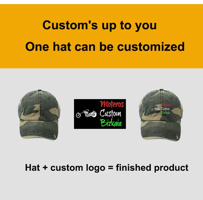 Baseballkappe mit individuellem Logo und Camouflage-Muster für Männer und Frauen, bestickte Unisex-Sommerkappe, DIY-Sonnenhut, verstellbar – Detail 1