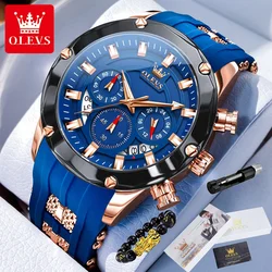 OLEVS 9991 Top Trendy orologio da uomo cinturino in Silicone impermeabile cronografo multifunzionale di lusso orologio da uomo al quarzo sportivo di marca