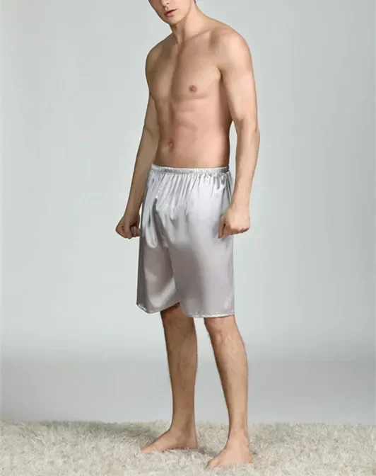 Summer New Men's Sleep Bottoms Shorts Fashion Comfort Ice Silk Home Clothes Man Solid Printed Striped Pajamas Satin Shorts Male