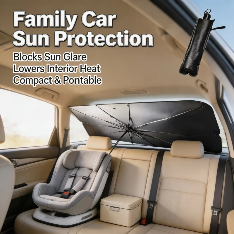 Car Sunshade Umbrella Windshield Folding Front Parasol Umbrella Type Sun Shade for Car Window Summer Sun Protection Accessories