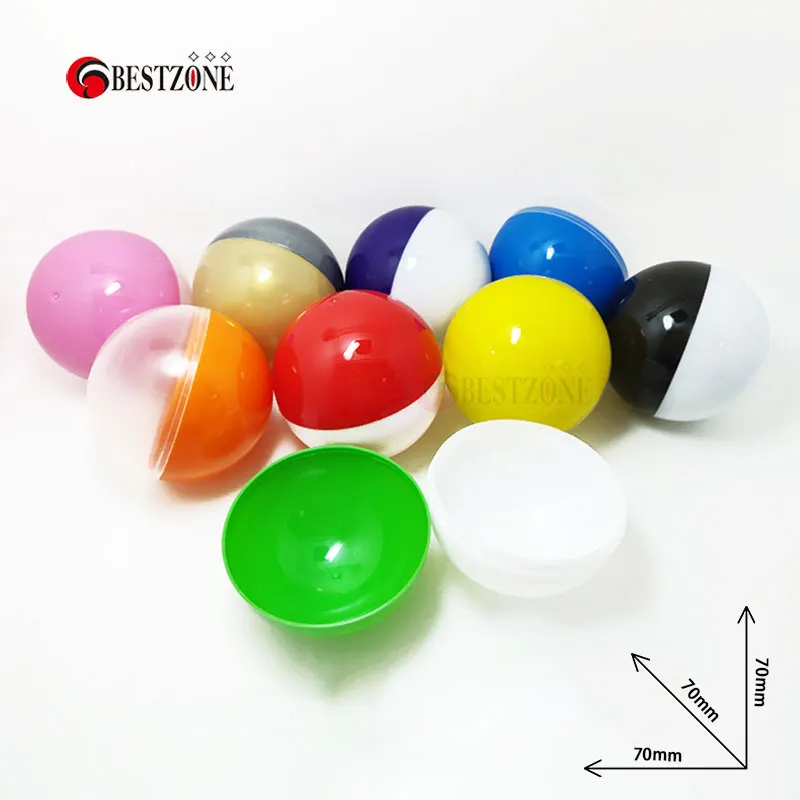 30Pcs 70MM Surprise Ball Toy Capsules Plastic Lucky Half Transparent Half Colorful KidsToy Printed Gift For Vending Mchine