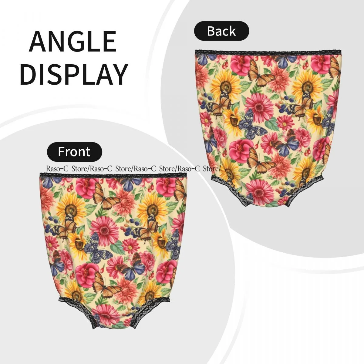 Funny Grandma Underwear Butterflies And Flowers Floral Background Vintage Style Casual Prank Presents