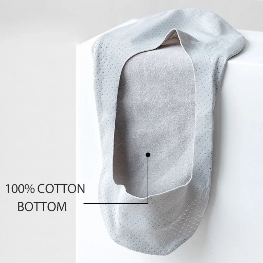 5/10 مزدوجة الرجال السفينة الجوارب 100% القطن إزالة الروائح الكريهة التعرق الصيف الجوارب رقيقة تنفس سيليكون المضادة للانزلاق جوارب حريرية حقيقية