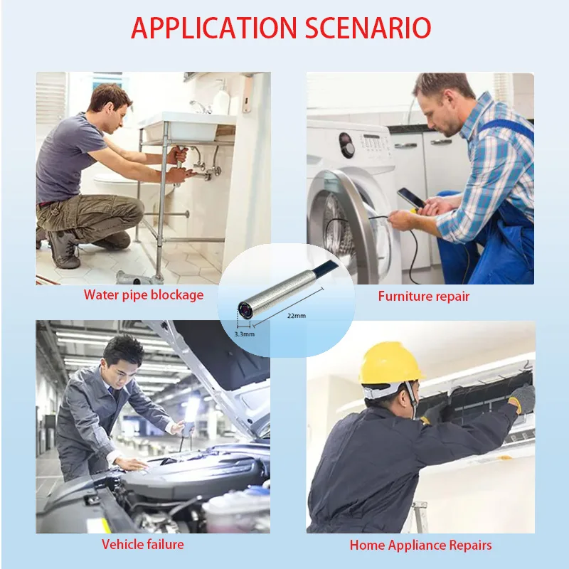 كاميرا المنظار الصناعي 1MP 3.3mm لفحص المحرك USB Type-C Android 3 في 1 مسبار المنظار السلكي الناعم