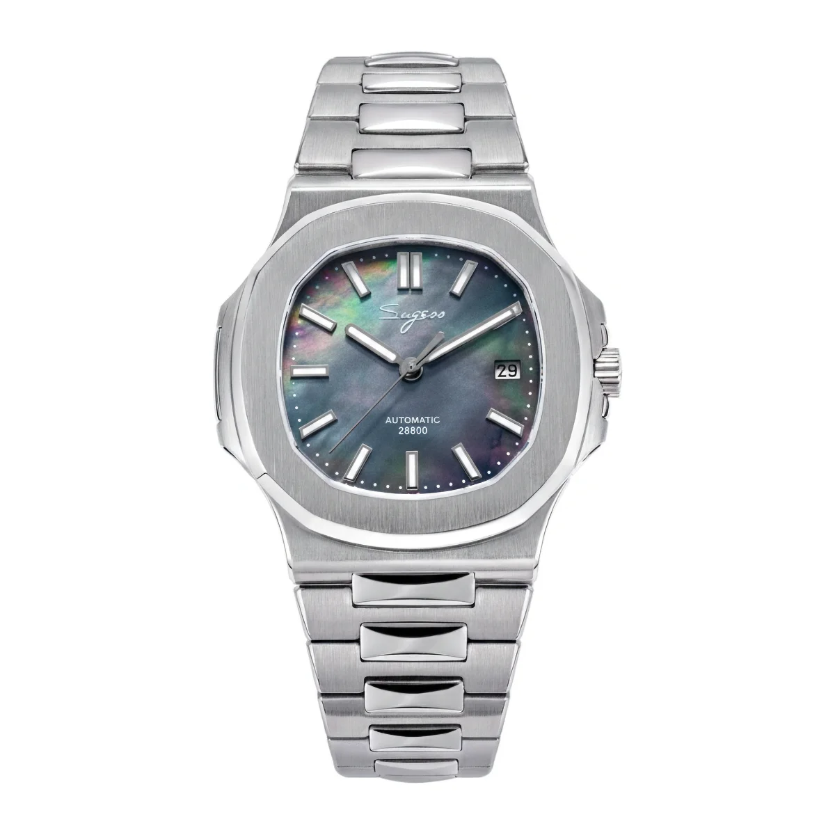 Sugess Man Horloge Automatische Mechanische Horloges Miyota 9015 Beweging MOP Wijzerplaat Lichtgevende Waterdichte 5bar Armband Luxe S466