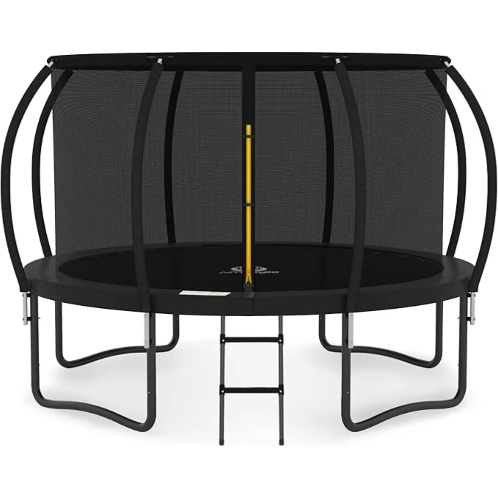 14FT Trampoline with Enclosure - Recreational Trampolines with Ladder and AntiRust Coating, ASTM Approval Outdoor Trampoline