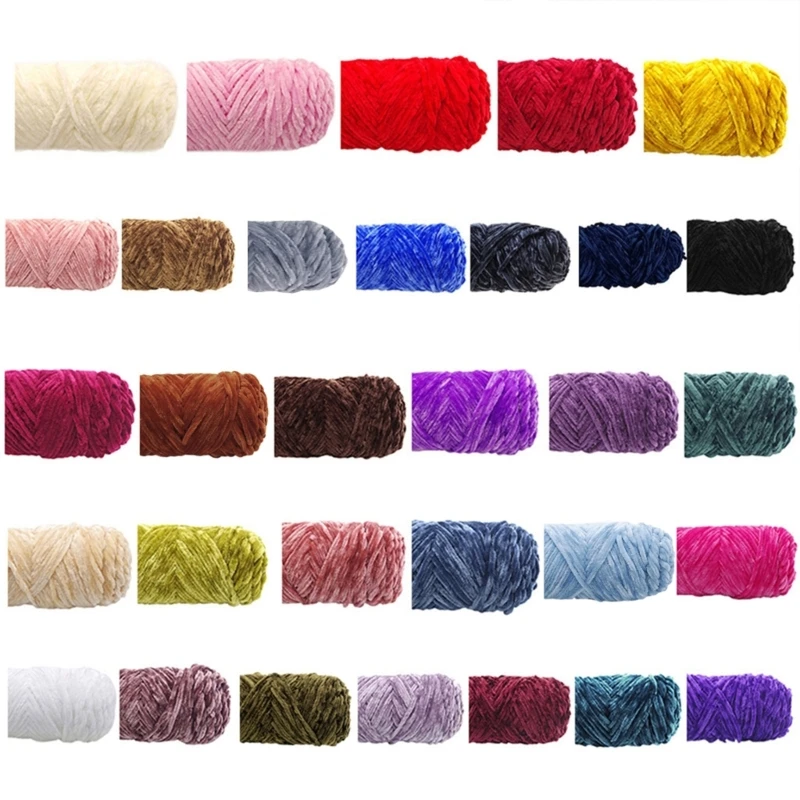 Velvet Chenille Yarn for Hand-Knitted Medium Thick Faux Wool Crochet Thread DIY Craft Scarf Sweater Knitting Supplies