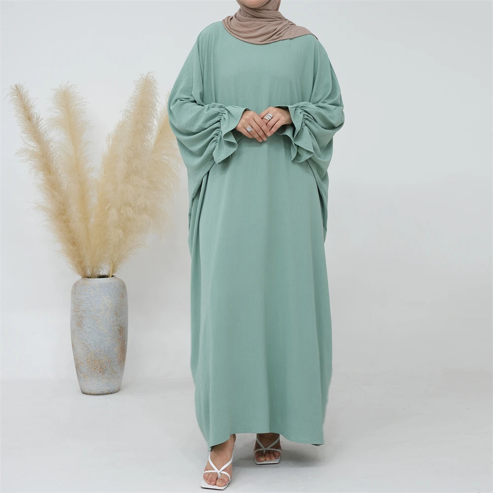 

Under Abaya Inner Long Slip Dress Solid Color Flare Sleeve Cuffs Islam Clothing Muslim Woman Casual Dubai Turk Modest Hijab Robe