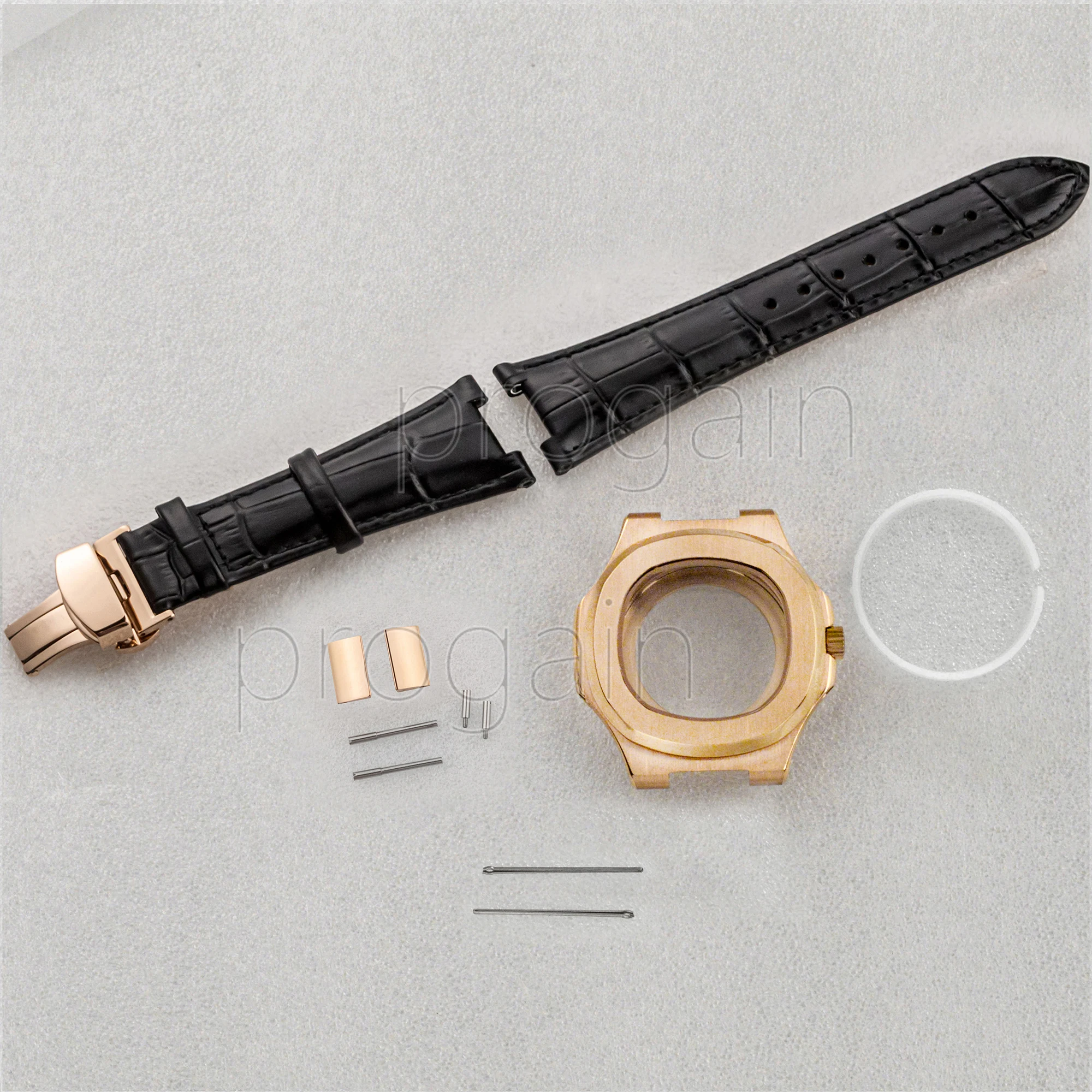 316L Stainless Steel NH35 Watch Case Genuine Leather Watchband Bracelet fit Nautilus NH35 Mechanical Movement 30.5mm Dial Parts