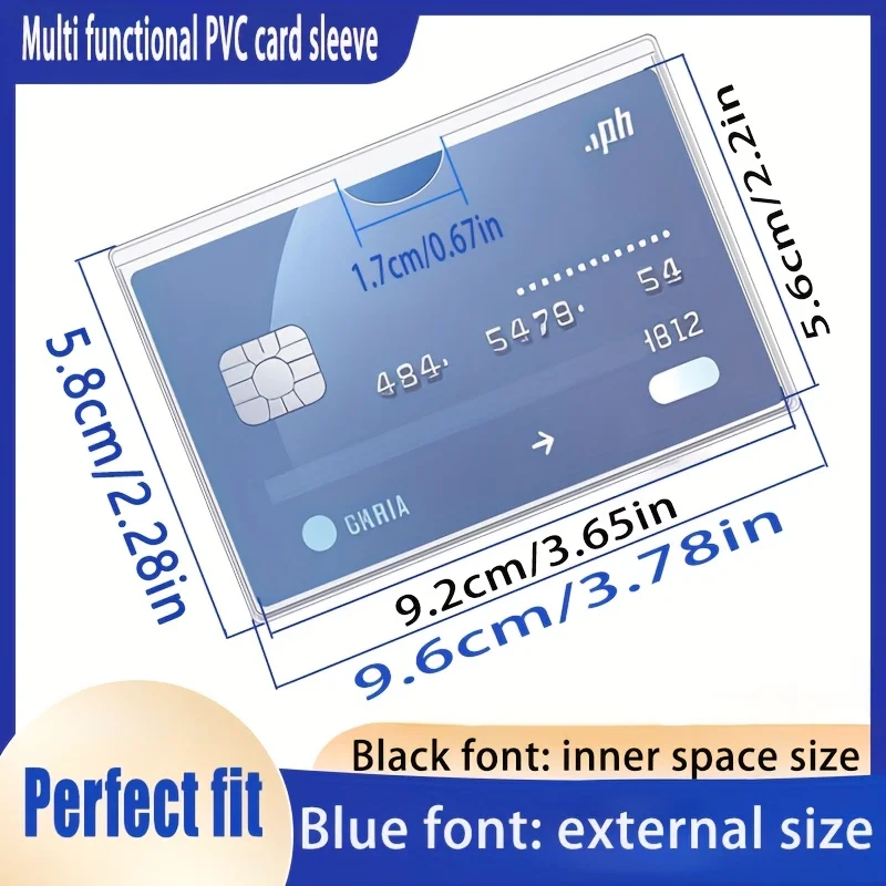 10Pack ID Card Holder, PVC Plastic Sleeve for Social Security Card Bus Pass, Clear Front & Back, Protective Cover for RFID Cards