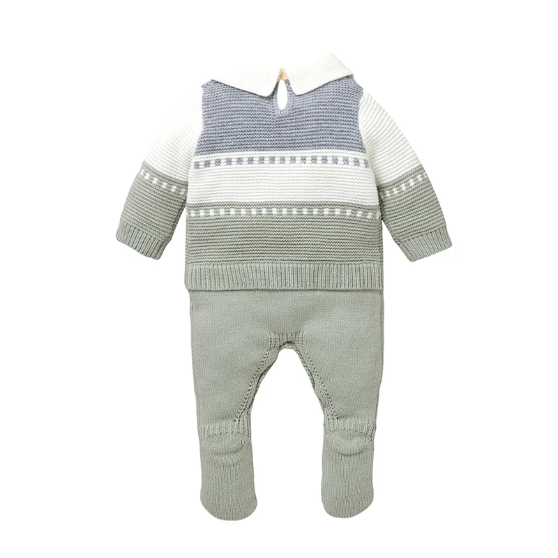 0-18m Baby Boys Rompers Jumpsuits Autumn Winter Turtle Neck Long Sleeve Knitted Newborn Infant Jumpsuits One Pieces Toddler Wear