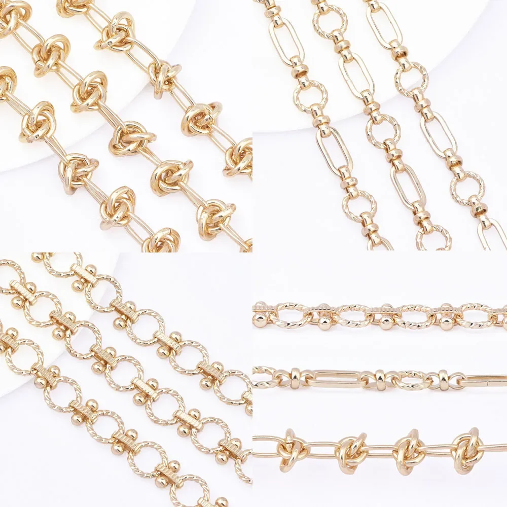 (8735) 0.5Meter  24K Gold Color Brass Necklace Chains Bracelet Chains High Quality Diy Jewelry Accessories Wholesales