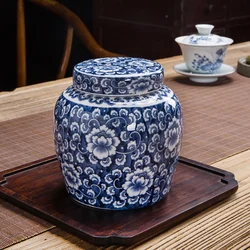 Blue and White Porcelain Storage Cans Candy Sealed Cans with Lids Household Ceramic Tea Cans Nuts Coffee Beans Storage Container