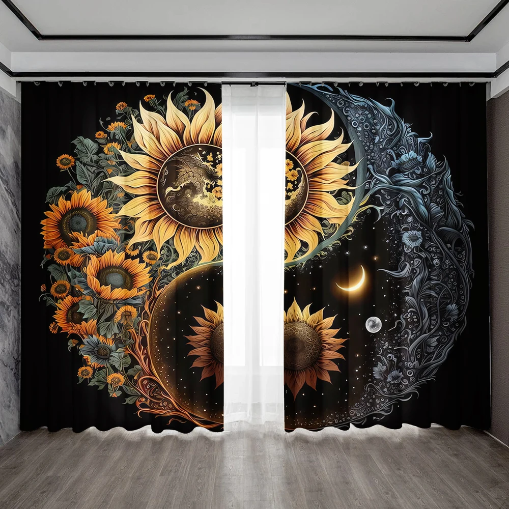 

2PC Home Decoration Screen Curtain With Yin Yang Bipolar Background Screen Curtain Suitable For Kitchen, Coffee Shop, Living