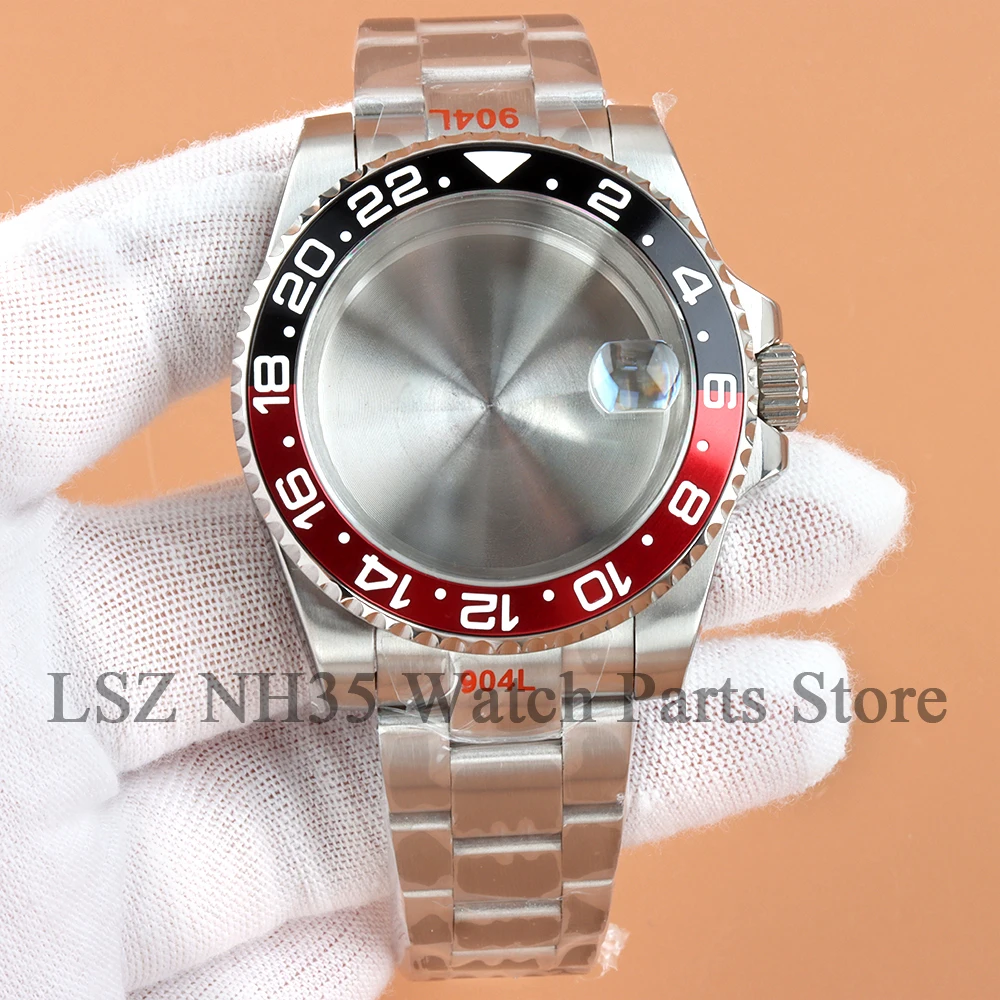 40mm 腕時計ケース シルバー 316L スチール ブラッシュド オイスターストラップ サファイアガラス ヨットマスター SUB GMT NH34 NH35 NH36 NH38 ムーブメント対応