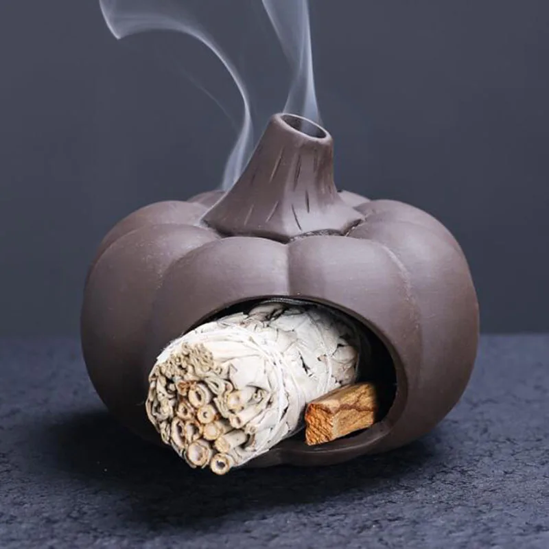 Purple Clay White Sage Stove Creaive Halloween Pumpkin Pau Santo Aromtherapy Burner Fragrance Item Indoor Use Home Decor view 3