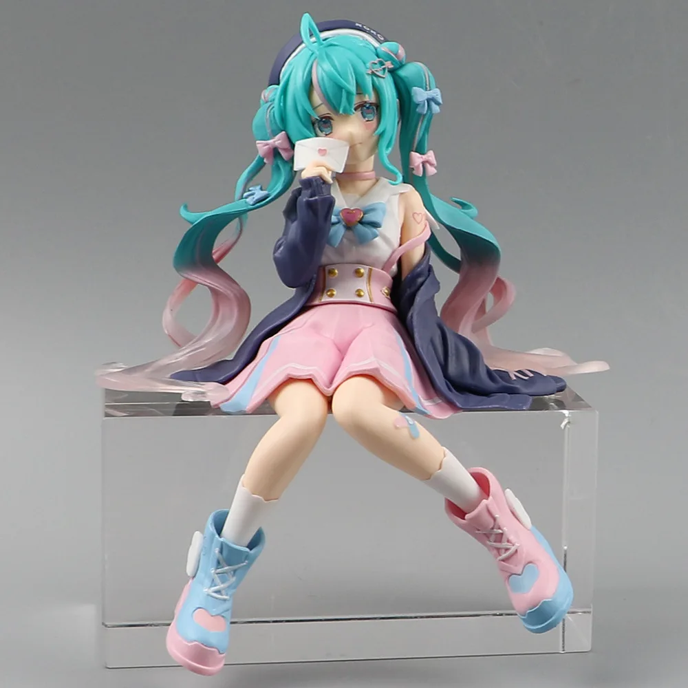 14CM New Anime Miku Cute Kawaii Manga Statue PVC Figure Pressed foam noodles Collectible Model Toy Hatsune Miku christmas gifts