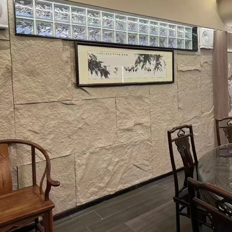 جودة عالية الاصطناعي / فو البولي يوريثين بو حجر الجلد القشرة الكسوة بو رغوة لوحة الحائط الحجر #4