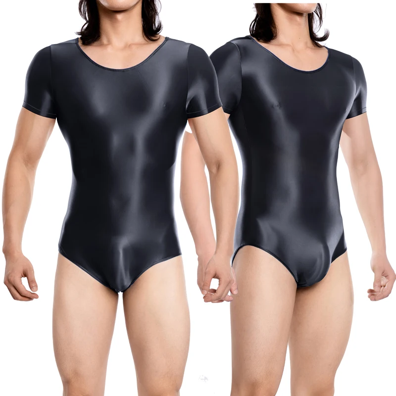 

Sexy men glossy transparent body suits smooth japanese see through swimsuit High elasticity shiny jumpsuit