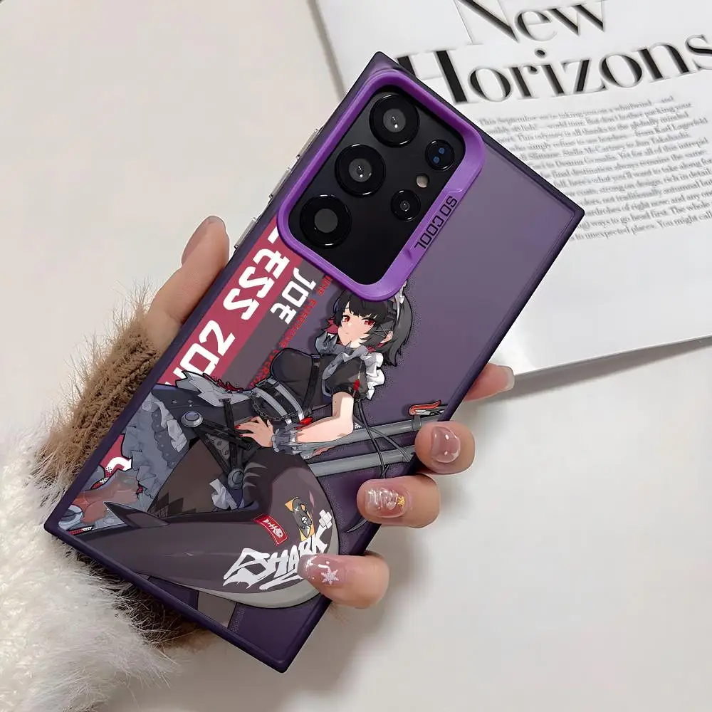 ゼンレスゲームのキャラクターを使ったスマホケース、Samsung Galaxy S25 Edge、S24、S23、S22、S21、S20 Ultra対応、シリコン製シルバーカバー、PIKPAKA