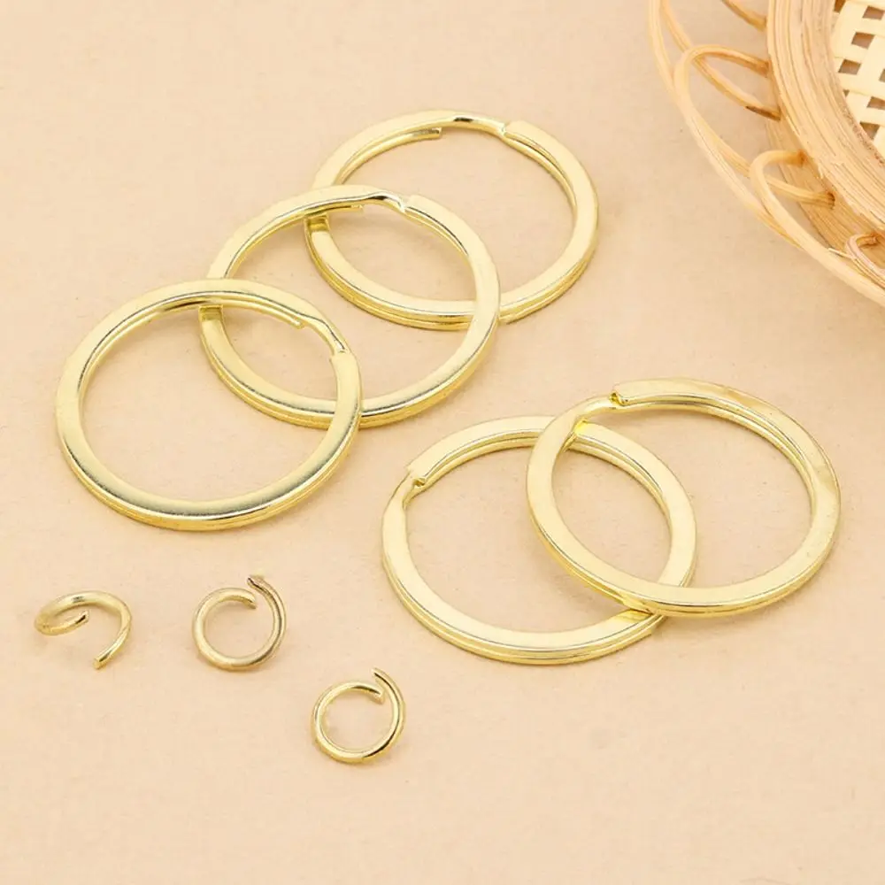 

50pcs Gold Flat Key Rings Anti-rust Anti-erosion Metal Keychain Rings Polished Easy To Carry Keys Attachment Office