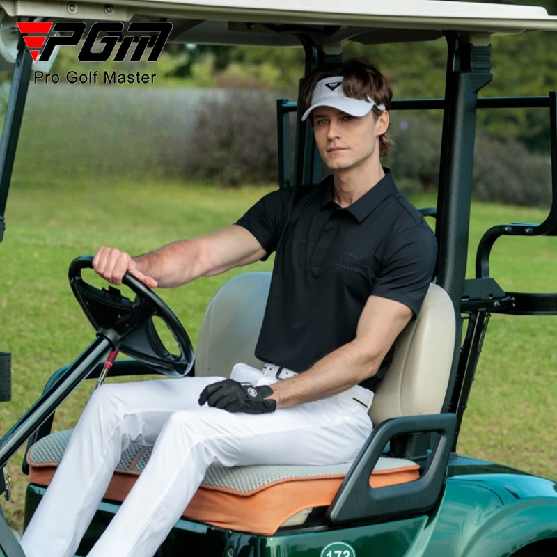 PGM Men's Golf Short Sleeved T-shirt for Spring and Summer Sun Protection, Breathable Polo Top Clothes YF871