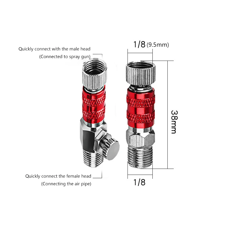 1Set 1/8 Inch BSP Male And Female Connections Adapter Air Brush Parts Airbrush Quick Disconnect Coupler Release Fitting Plug