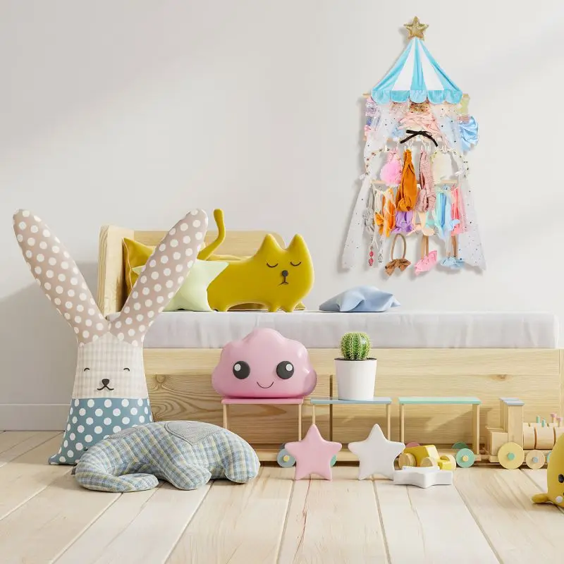 Support de bande de sauna avec 10 crochets en plastique, accessoires de cheveux pour bébés et enfants, décoration murale