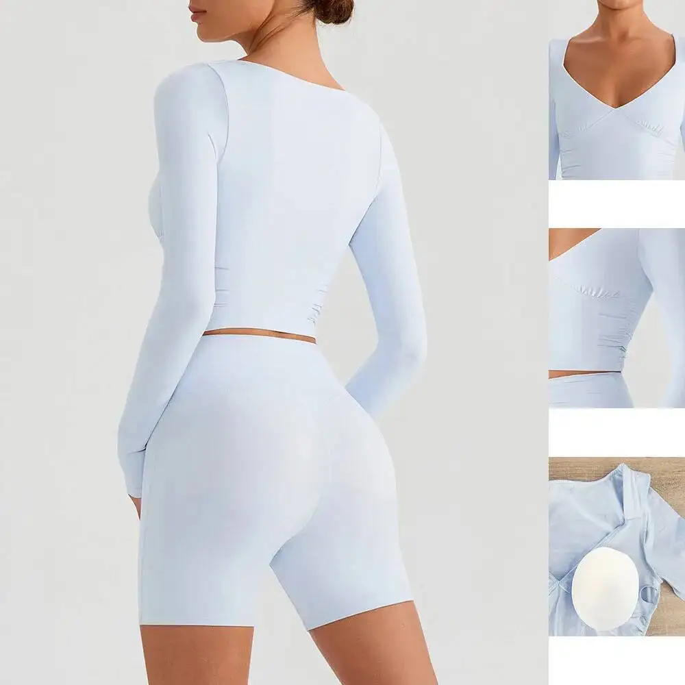 

Women S Sexy Deep V Neck Yoga Top Hollow Out Back Workout Shirt With Stretchy Fabric For Gym Outdoor