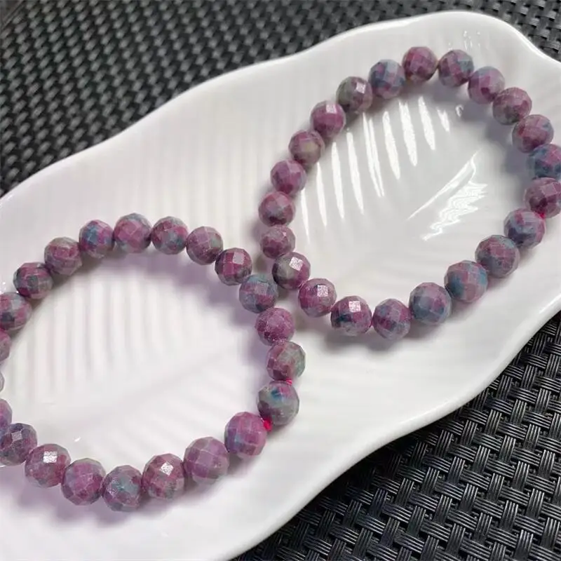 9MM Natural Ruby Facet Quartz Bracelet Healing Crystal Energy Reiki Bead Simple Yoga Charm Meditation Jewelry Gift 1PCS