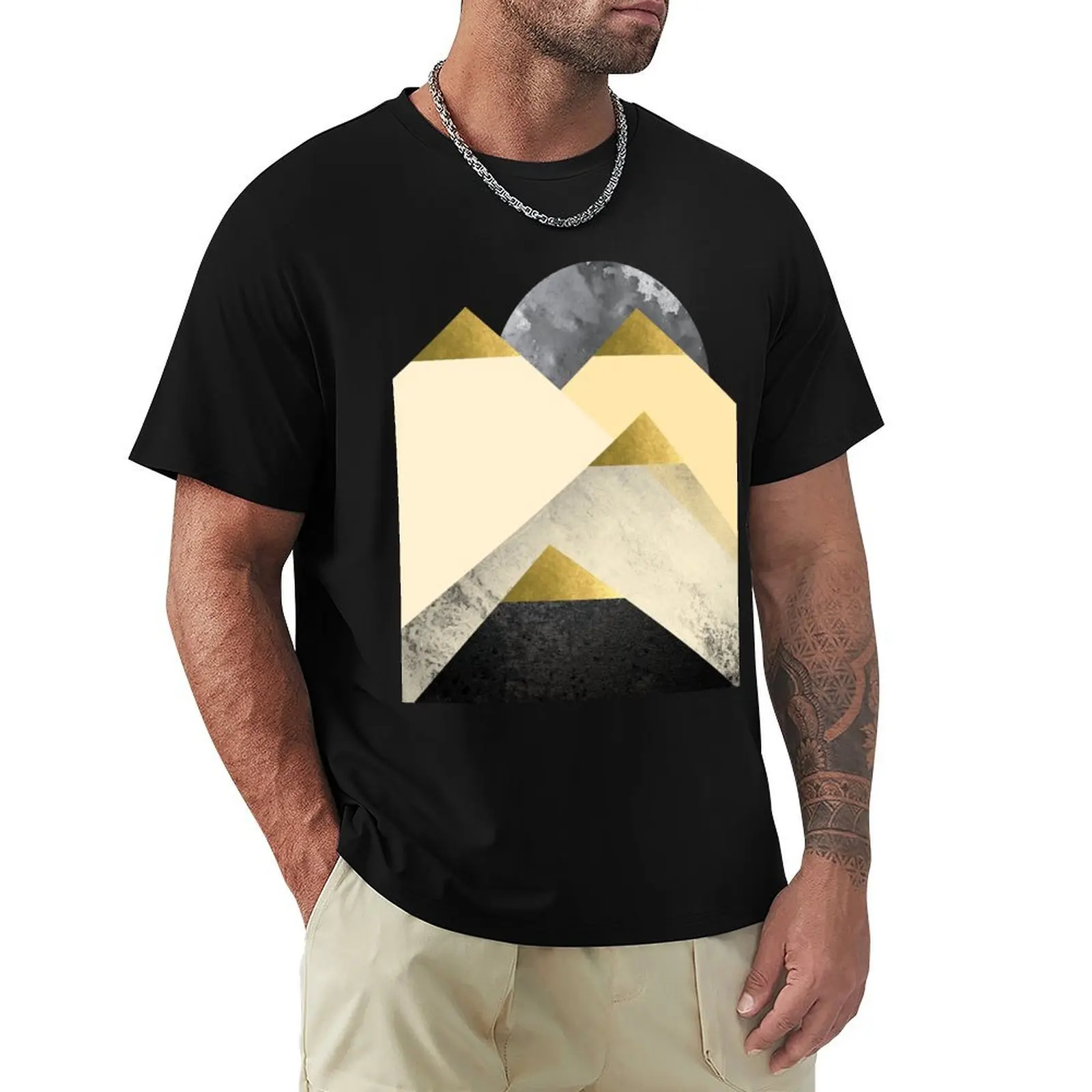 

Yellow Mountains T-Shirt korean fashion man clothes Men's clothing