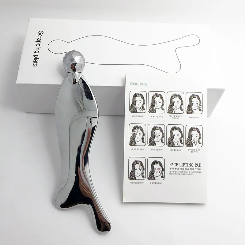 بكرة وجه غوا شا المغناطيسية مع بكرات التخلص من السموم أداة تدليك الوجه للتصريف اللمفاوي لرفع ثبات والعناية بالبشرة