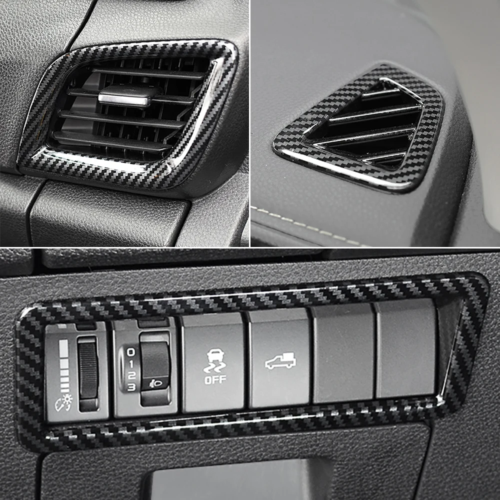 Carbon Fiber Look Interior Dashboard AC Vent Bezel Trim Moldings For Isuzu D-Max 2019-2023 Accessories