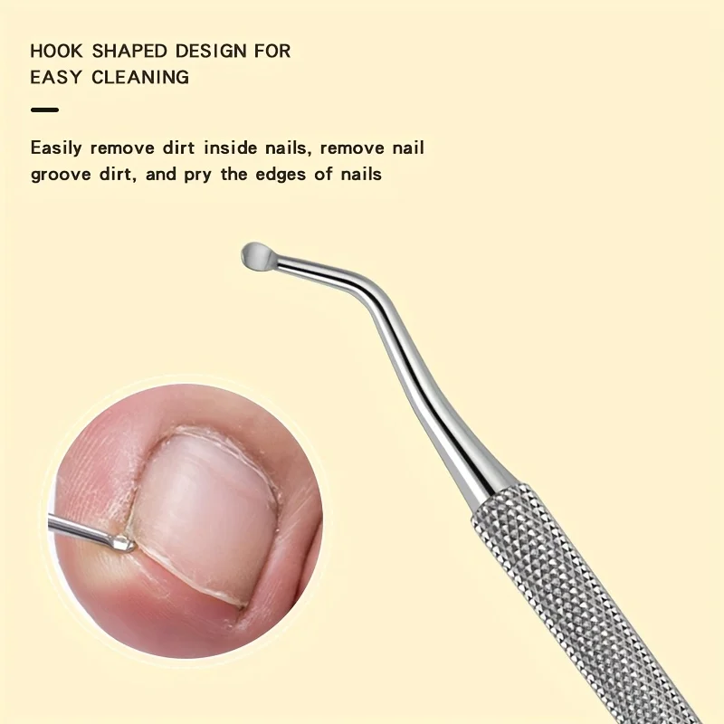 ชุดทําความสะอาดเล็บสแตนเลส 3 ชิ้น, ชุดกําจัดหนังกําพร้าสแตนเลส, ที่กันเล็บและเครื่องมือทําเล็บเท้า, ช้อนเล็บโค้ง