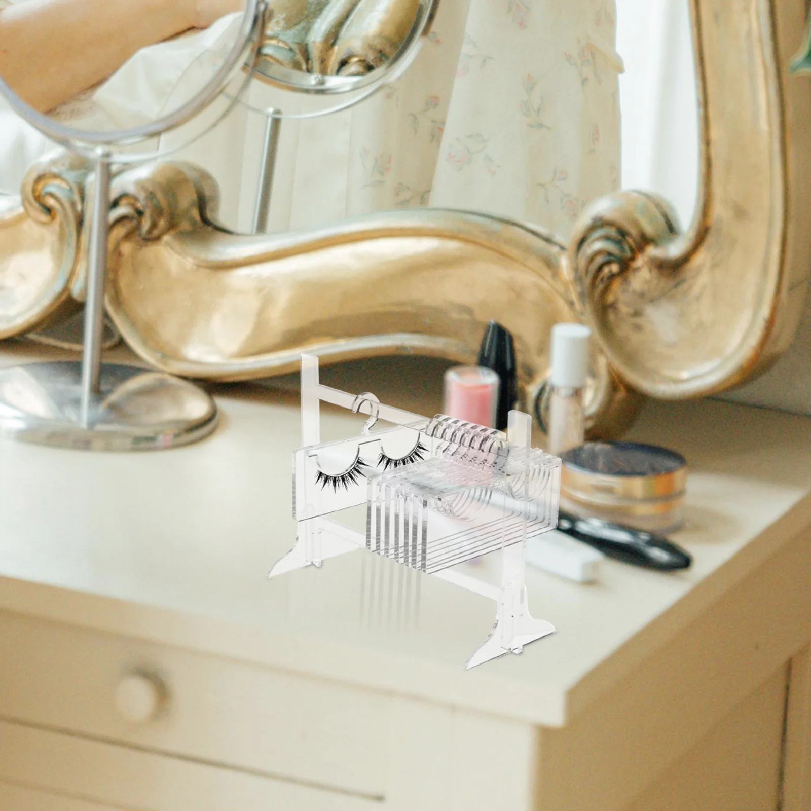 Acrylic Lash Display Rack Transparent Lash Organizer Hanger Shape Space-Saving Eyelash Storage Rack for False Grafted Lashes